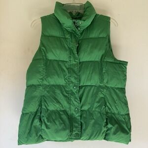 Puffer Vest Old Navy Medium Green Fleece Lined Full Zip Sleeveless Outdoor